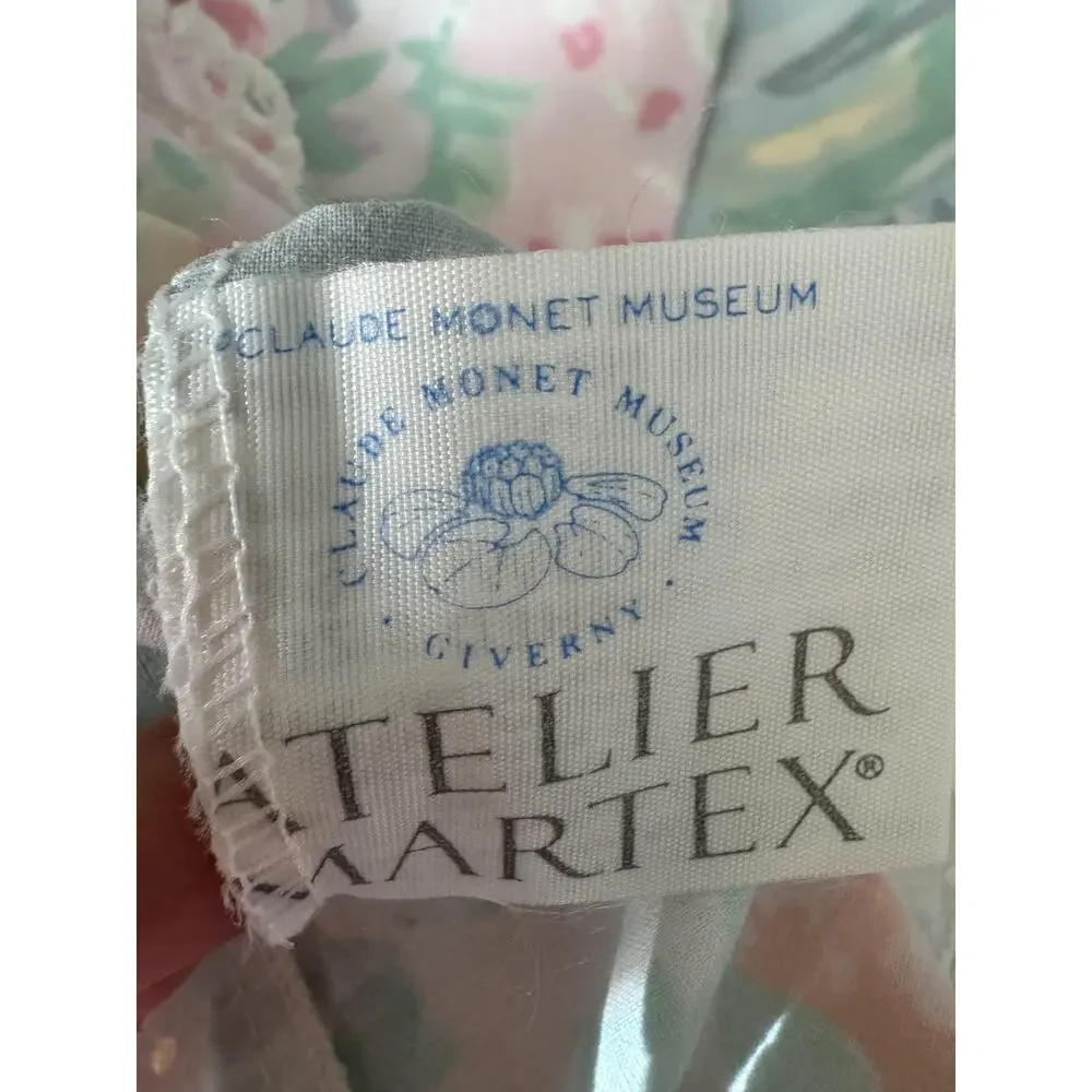 King Sheet Set Claude Monet Floral Waterlily Pastel Lace USA Atelier Martex VTG